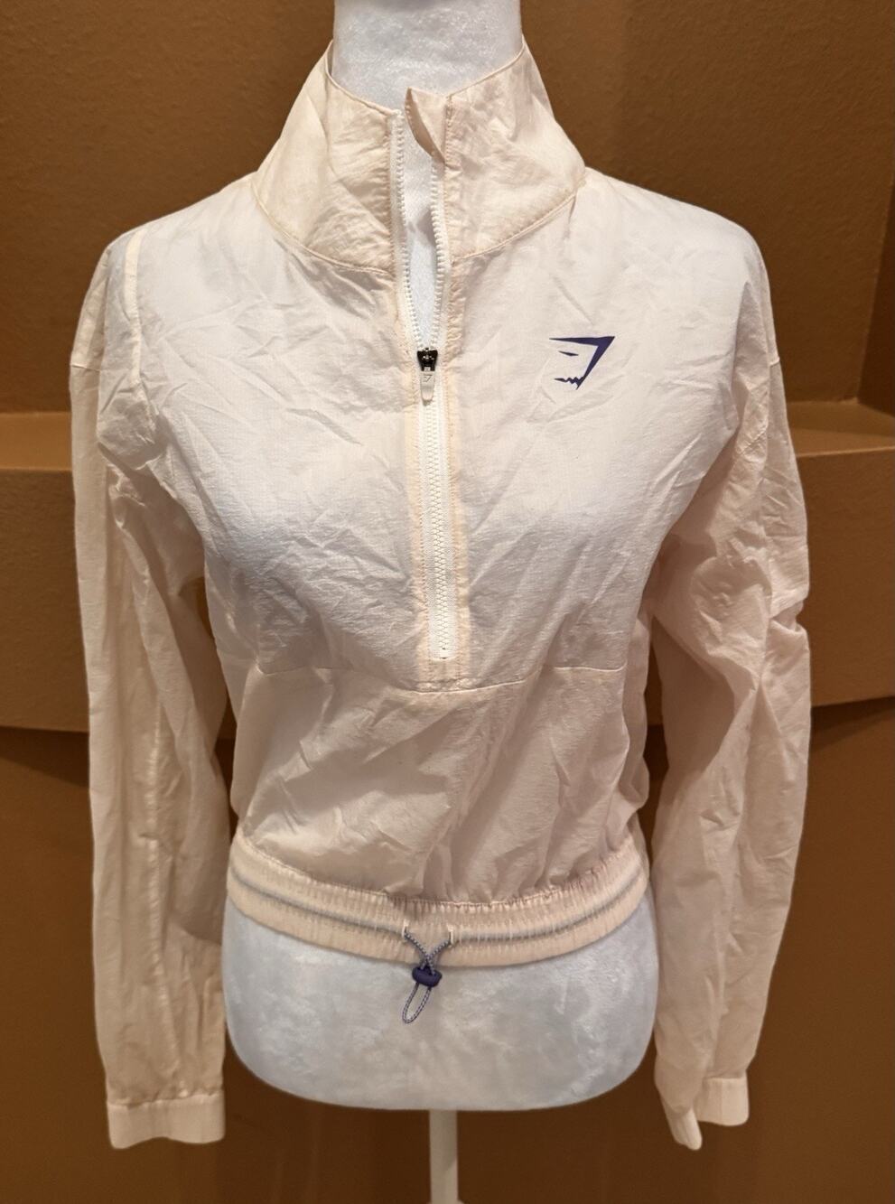 Gymshark Pulse Woven Windbreaker Jacket White Transparent Women's Size XS
